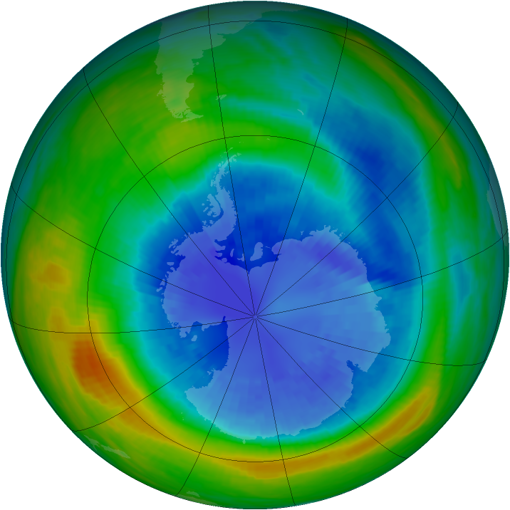 Antarctic ozone map for 10 September 1985